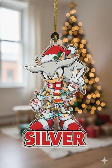 Personalized Sonic Silver Ornament, Sonic Hedgehog Character Acrylic Ornament