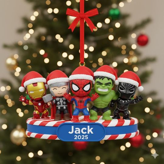 Discover Personalized Name Marvel Acrylic Christmas Ornament, Superheros Flat Ornament, Avengers Ornament, Superheros Christmas Ornament OLIN274