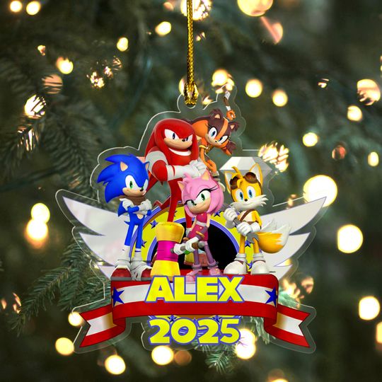 Discover Custom Sonic Ornament, Sonic The Hedgehog 2025, Sonic And Friends Christmas, Sonic Tail And Knuckles, Sonic Lovers, Ornament 2025 UN2J13