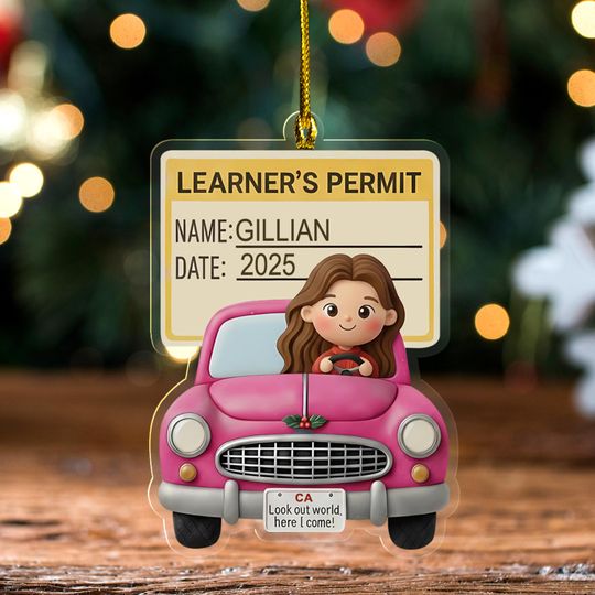 Discover Male or Female Driver Learner's Permit Personalized Christmas Hologram Ornament - Learner's Permit - New Driver Christmas Ornament OLIN077