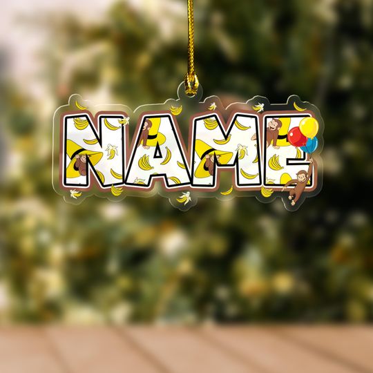 Custom Curious George Ornament, Custom Name Customized Curious George