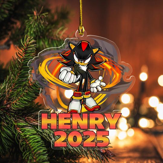 Discover Personalized Shadow Sonic Hologram Ornament, Shadow Hedgehog Character Ornament, Customized Shadow Ornament, Shadow Christmas UN3G17