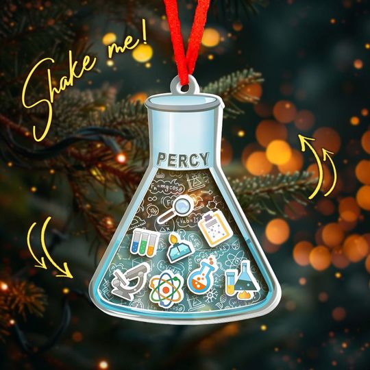 Discover Personalized Science Lab Shaker Ornament for Kids Teachers/Custom Chemistry Christmas Ornament Gift/Science Lab Christmas Gifts OHXL18