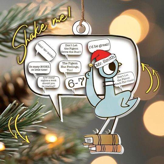 Discover Dont Let the Pigeon Teach the Class Ornament/Funny Teacher Gift Ornament/Mo Willems Pigeon Classroom Ornament/Back-to-School Teacher OHY120