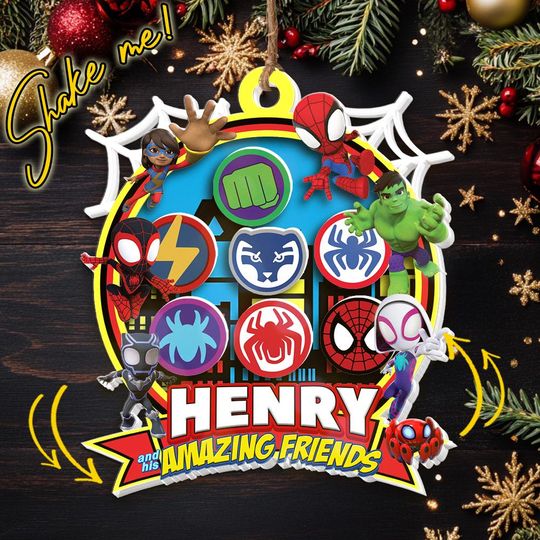 Personalized Spidey And His Amazing Friends Acrylic Ornament Shaker