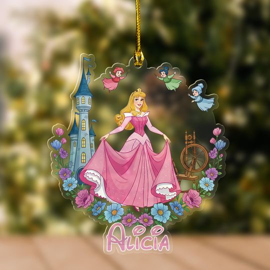 Discover Disney Princes Aurora Custom Name Christmas Ornament/Disney Princess Characters Acrylic Ornament/Christmas Gifts Decor OHVF25-12