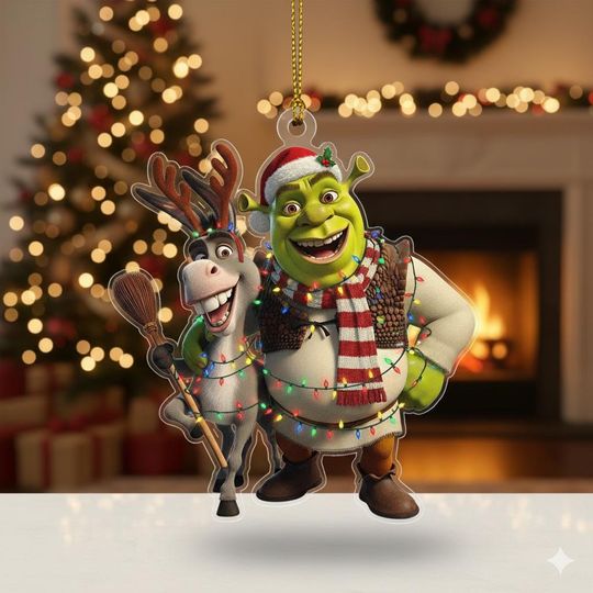 Shrek Christmas Cutout Acrylic Ornament, Shrek Hologram Ornament, Christmas 2025 Shrek Ornament