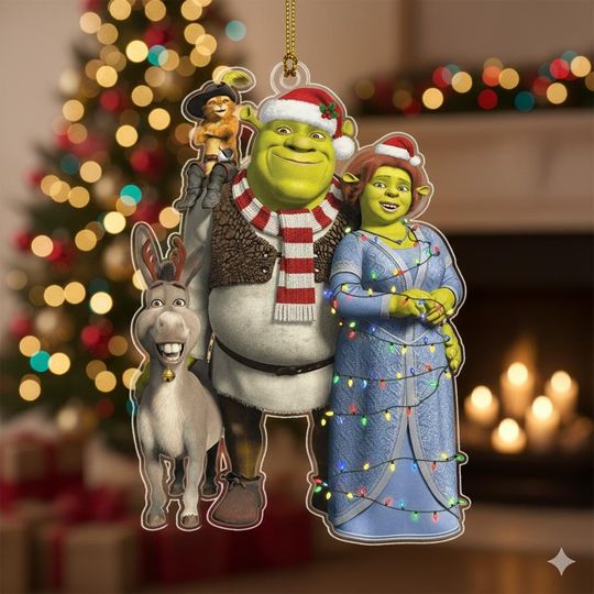 Shrek Christmas Cutout Acrylic Ornament, Shrek Hologram Ornament, Christmas 2025 Shrek Ornament