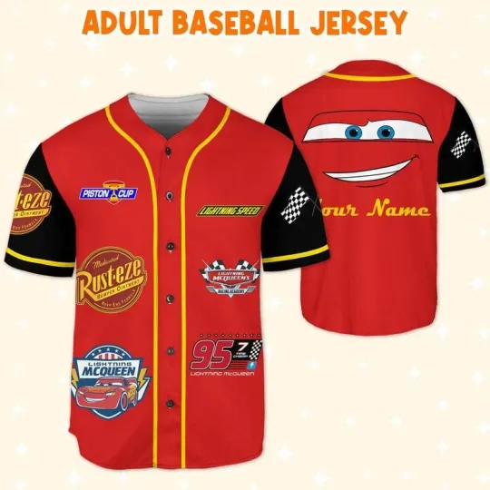 Discover Personalized Cars Lightning McQueen Piston Cup Baseball Jersey Shirt