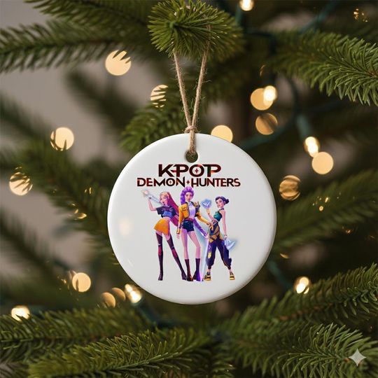 Personalized KPOP Demon Hunters Ornament, Custom Name & Year Demon Hunter Ceramic Ornament For Her, Printed 2 Sides