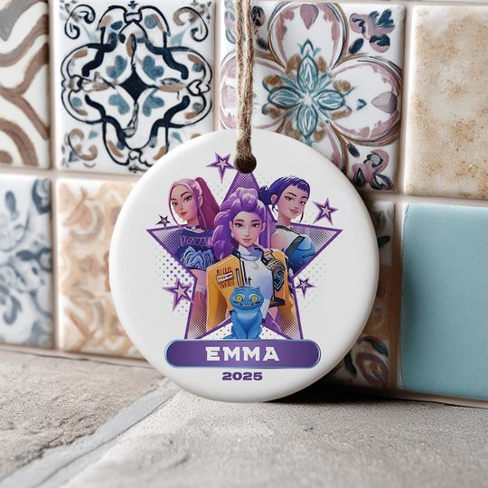 Custom KPOP Demon Hunter Ornament, Personalized Huntrix Ceramic Ornament, Gift for Her, Printed 2 Sides