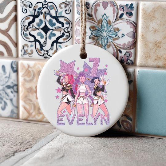 Personalized Name KPOP Ornament, Custom Huntrix Christmas Keepsake, Mira Rumi Zoey Ceramic Ornament, Printed 2 Sides