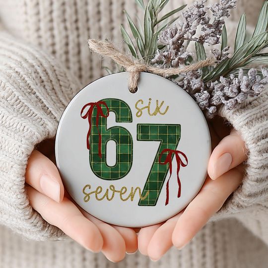 Custom Six Seven Christmas Ornament, 6 7 Six Seven Ornament, Funny Number Meme Gift, Six Seven Gift, Funny Keepsake for Kid, Printed 2 Sides
