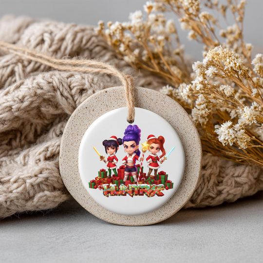 Personalized Name KPOP Ornament, Custom Huntrix Demon Hunters Keepsake, Ceramic Ornament for Her, Printed 2 Sides