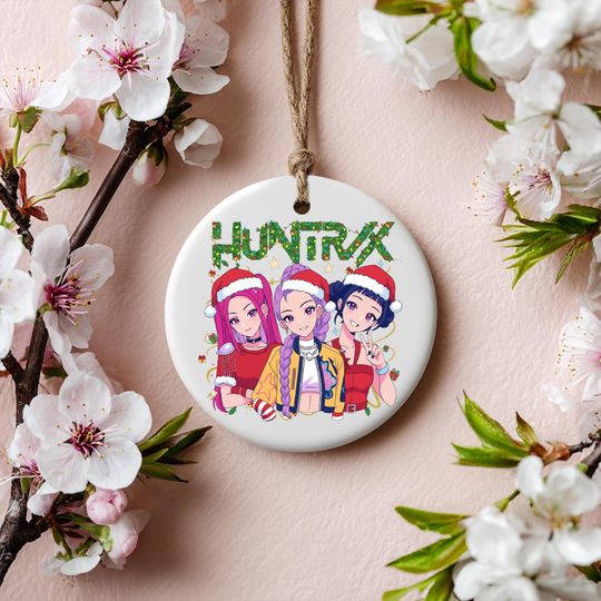 Discover K-Pop Personalized Ceramic Ornament, Huntrix Mira Rumi Zoey Keepsake, Demon Hunters Holiday Gift for Teens & Anime Fans, Printed 2 Sides