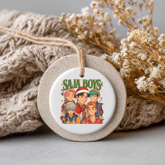 Discover Personalized KPOP Demon Hunters Ornament, Christmas Huntrix Ceramic Ornament, Saja Boys 2025, Holiday Decoration, Printed 2 Sides