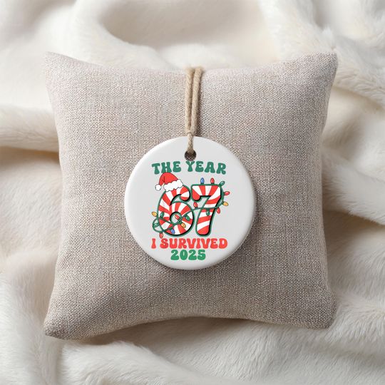 Discover Funny "I Survived 67 Days of School" Ceramic Ornament | Teacher & Student Gift | Unique Classroom Keepsake | Double-Sided Decor