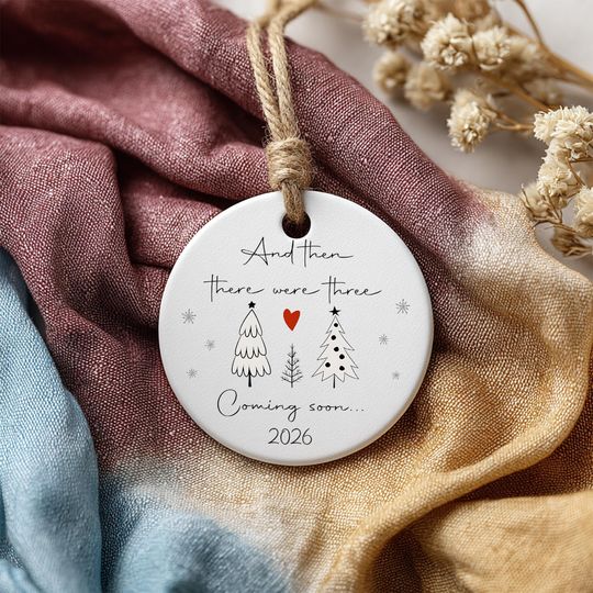 Discover 2026 Baby Coming Soon Ornament, Christmas 2025 Ceramic Ornament, Gifts for Expecting Parents, Printed 2 Sides