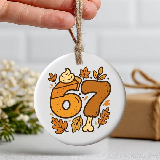 Personalized Thanksgiving Ceramic Ornament  Autumn Family Keepsake with 67 Design  Custom Holiday Decoration 2025, Printed 2 Sides