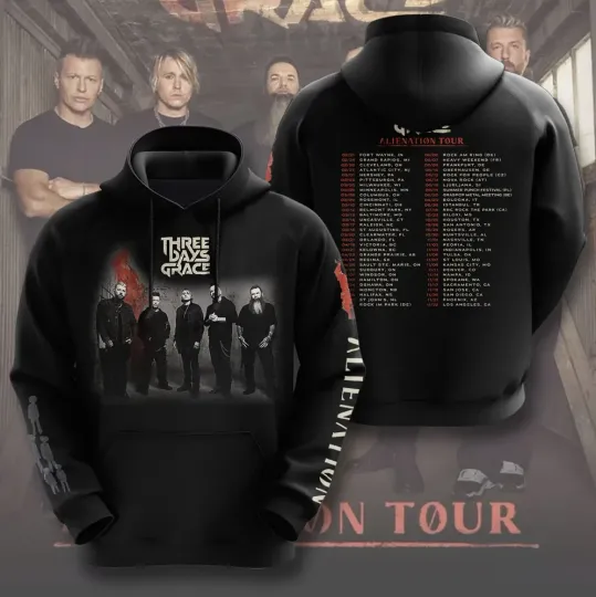Discover Three Days Grace Alienation Tour 2026 3D Hoodie
