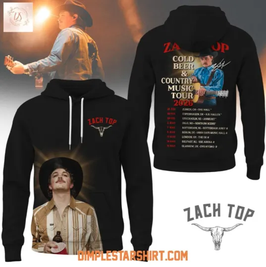 Discover Zach Top Cold Beer N Country Music Tour 2026 3D Hoodie