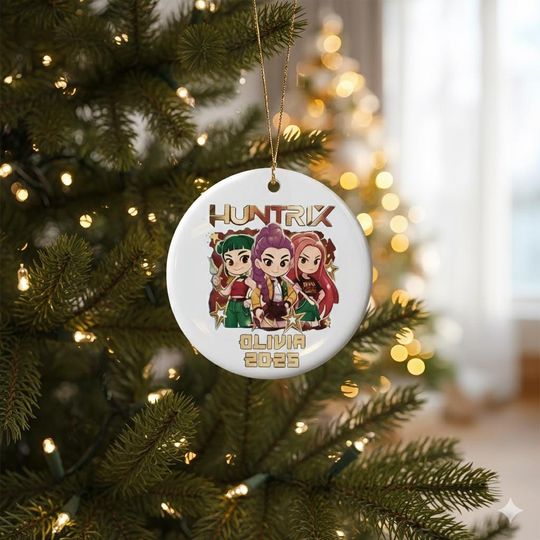 Personalized KPOP Demon Hunters Ornament, Huntrix Mira Zoey Rumi Keepsake, Custom Kpop Christmas Gift, Printed 2 Sides
