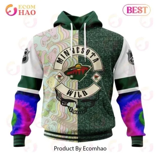 Minnesota Wild Ice Hockey Grateful Dead All Over Print 3D Hoodie