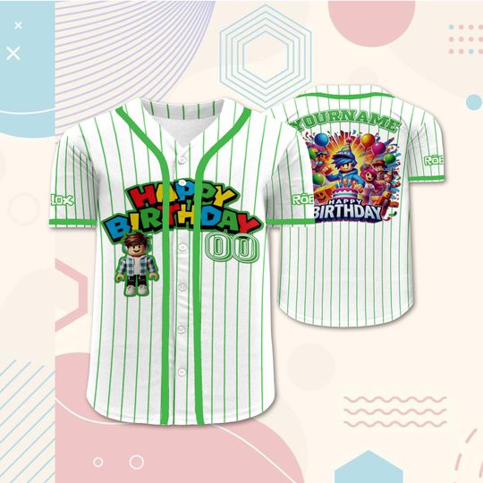 Roblox Birthday Baseball Jersey | Custom Name/Number | Kid Youth Adult Gamer Outfit