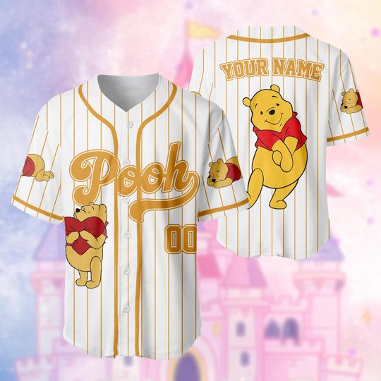 Discover Personalized Winnie the Pooh Baseball Jersey - Custom Cartoon Team Outfit