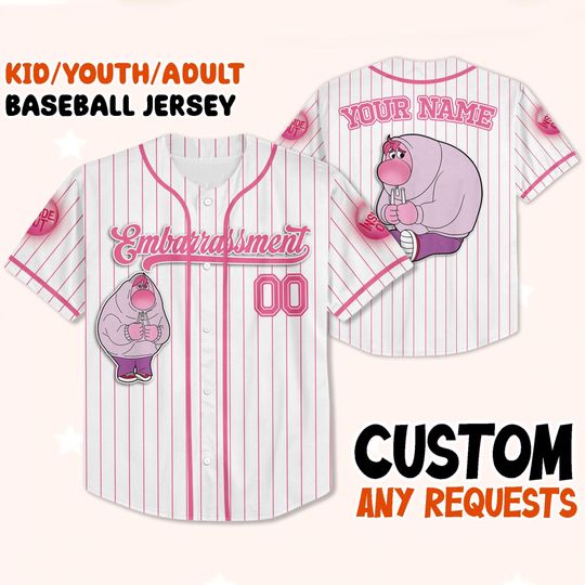 Discover Custom Embarrassment Baseball Jersey  Inside Out Shirt Kid Youth Adult  Personalized Name Number  Pink Cartoon Jersey  Movie Fan Gift