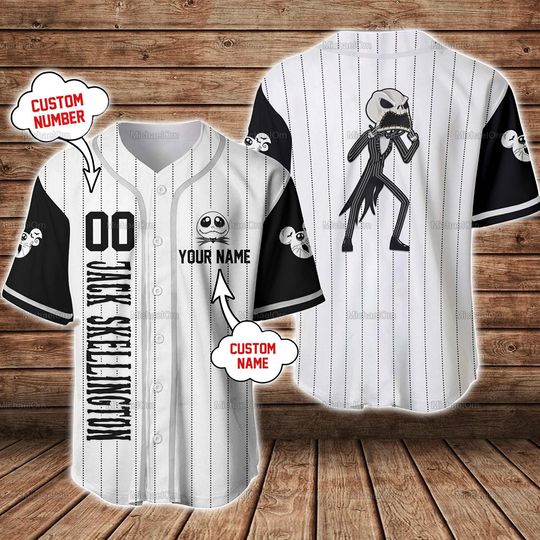 Discover Custom Jack Skellington Baseball Shirt, Jack Skellington Jersey Shirt, Jack Skellington Tee, Disney Trip Shirt, Nightmare Before