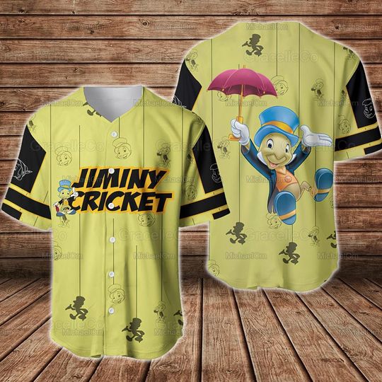 Jiminy Cricket Baseball Jersey Shirt, Jiminy Cricket Shirts, Talking Cricket Jersey Shirts, Jiminy Cricket Movie Shirt