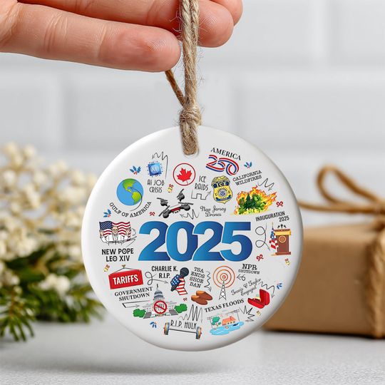 Discover 2025 Christmas Year in Review Ornament, A Year to Remember Gift, Funny Political Christmas Ornament, Major Notable Events Ornament, 2 Sides