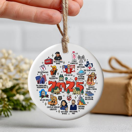 Discover 2025 Year in Review Christmas Ornament, Funny Political Christmas Tree Decoration, Major Notable Events Remember Gifts, 2 Sides