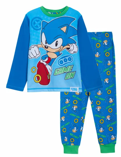 Boys Sonic The Hedgehog Pyjamas Set Short Sleeve T-Shirt and Lounge Pants