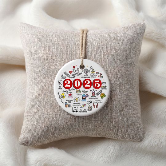 Discover 2025 Year in Review Christmas Ornament, Funny Political Tree Decor, Major Notable Events, Year to Remember Holiday Gift, Printed 2 Sides