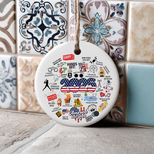 Discover 2025 Year In Review Ornament, Funny Hot Topics, Trending Social Events, Commemorative Holiday for Family & Friends, Printed 2 Sides