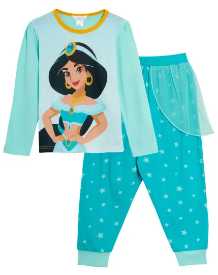 Discover Girls Disney Aladdin Princess Jasmine Pajama Set Full Length Loungewear