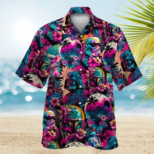 Storm Trooper Boba Fett Darth Vader Tropical Flowers Star Wars Hawaiian Shirt