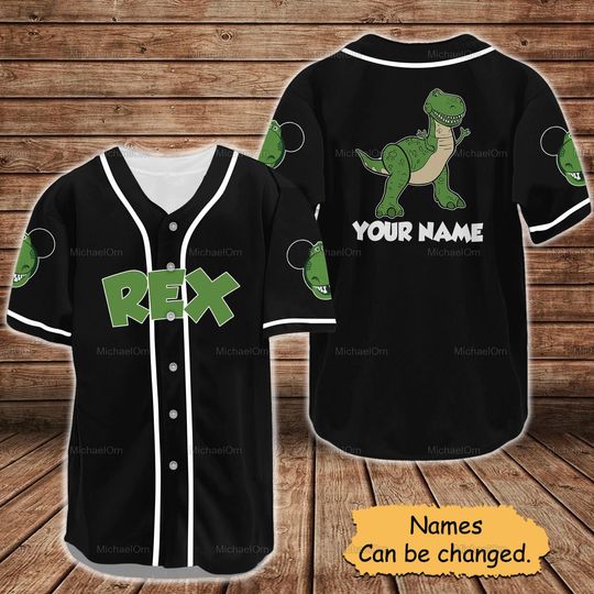 Discover Rex Toy Story Custom Baseball Jersey Shirt, Disney Rex Jersey Shirt, Disney Trip Baseball Shirt, Rex Disney Tee, Funny Disney Shirt.