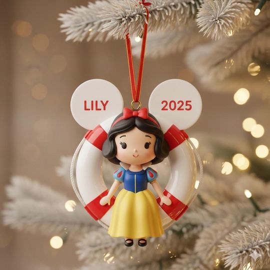 Discover Disney Princess Cruise 2D FLAT Ornament, Princess Snow White Cruise Ornament, Disney Christmas Tree Home Decor, Cruise Trip 2025 SORREN100SW