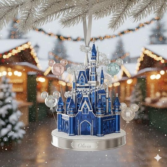 Discover Magical Castle Personalized Tree 2D FLAT Ornament, Cartoon Mouse Christmas Ornament, Disneyland Trip Flat Ornament, Gift For Her SORREN101