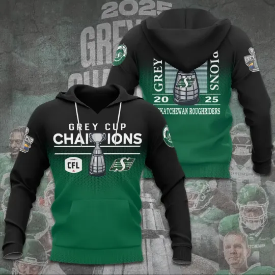 Saskatchewan Roughriders 2025 Grey Cup Champions 3D Hoodie