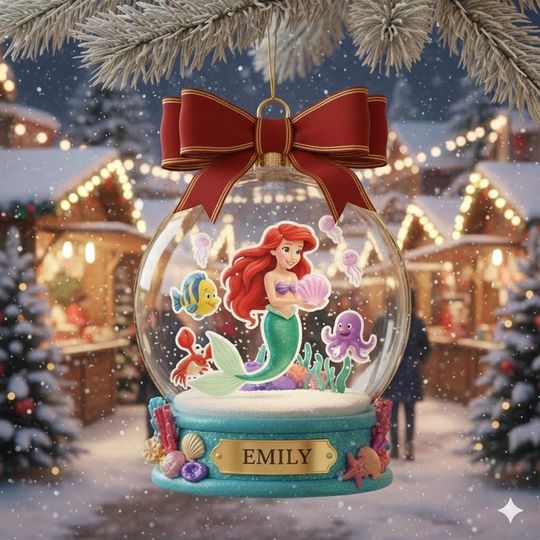 Discover Personalized The Little Mermaid Disney Christmas 2D FLAT Ornaments, Disney Princess Ariel Xmas Ornament, Christmas Birthday Girl SORREN95