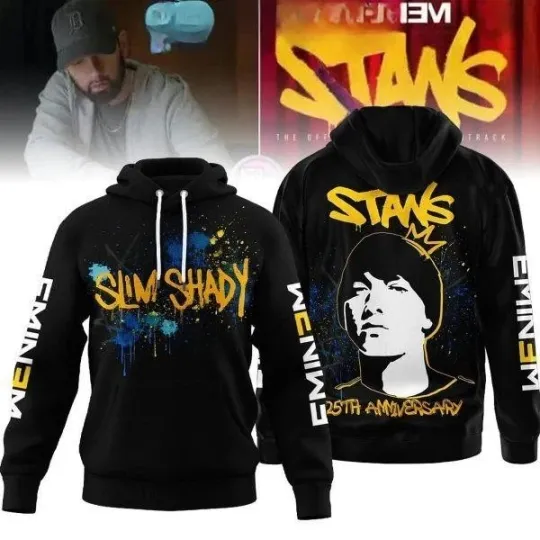Discover E mi nem Slim Shady Stans 25th Anniversary 2025 Hoodie