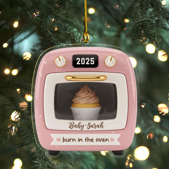 Discover Custom Baby Pregnancy 2D FLAT Ornament, Bun In The Oven, Pregnancy Announcement Gift, Expecting Parents Keepsake, Baby Coming 2026 UN5B32-1