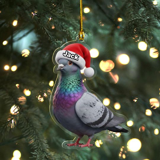 Personalized Pigeon Bird Christmas Acrylic Ornament, Flat 2D Ornament