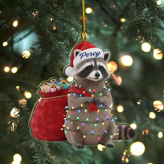 Discover Christmas Racoon Ornament, Raccoon Window Hanging, Funny Christmas Lights Raccoon, Funny Animal, Xmas Raccoon Gift, Raccoon Decor UN5B16