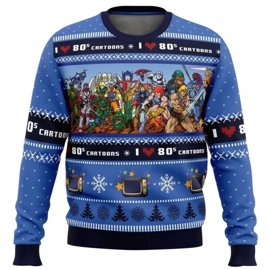 I Love the 80s Cartoon Ugly Christmas Sweater Retro Festive Gift