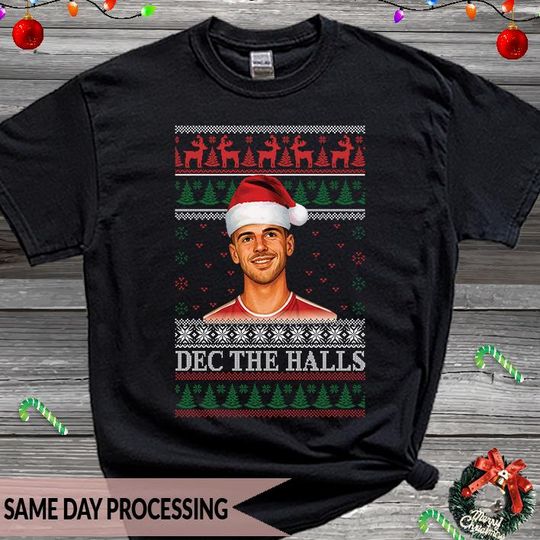 Discover Ugly Christmas Football Lover T-Shirt, Dec the Halls, Declan Rice Arsenal T-Shirt, Premier League T-Shirt, Arsenal Christmas Shirt